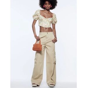 Zara wide leg high rise cargo pants